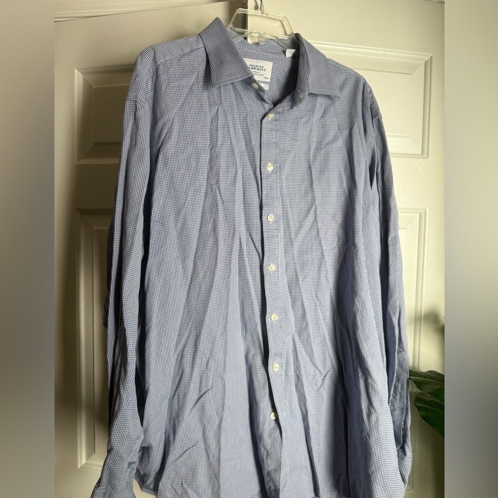 Charles Tyrwhitt Shirt Mens 18 37 Blue Classic Fit Event Work Formal Office